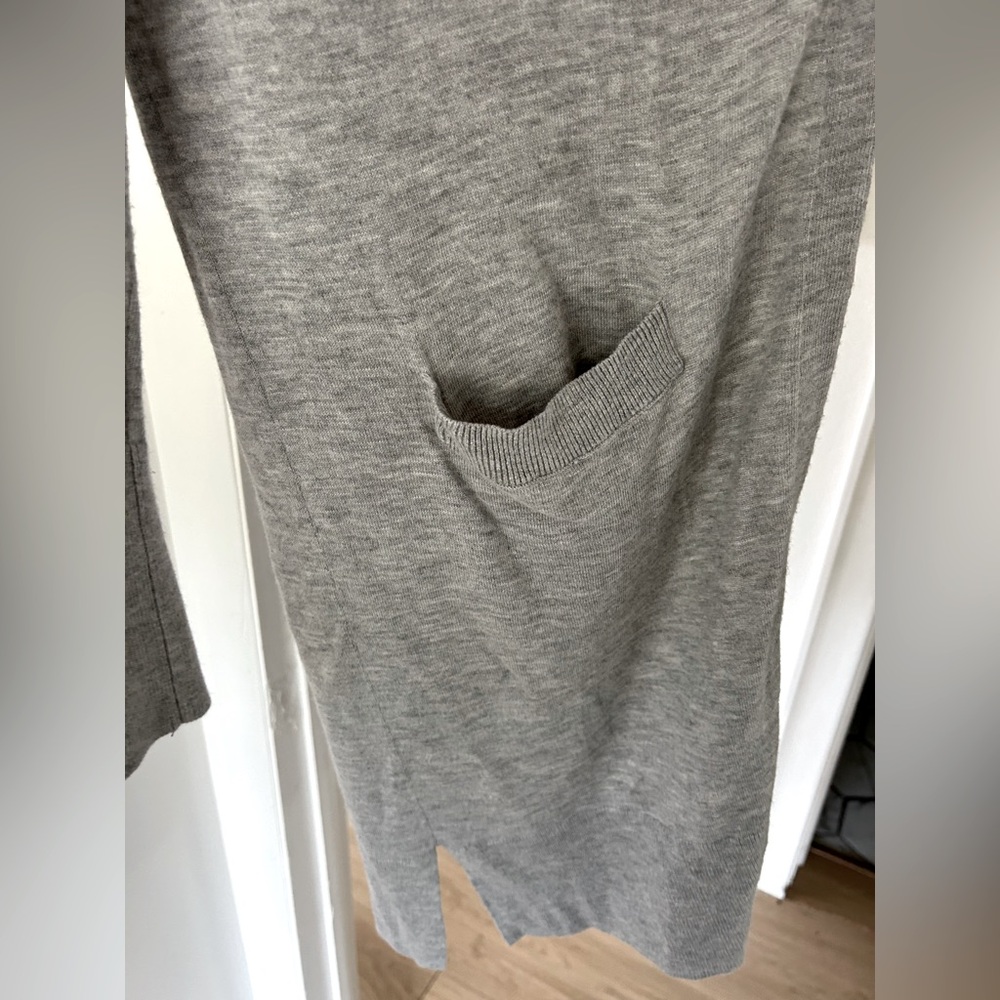 Halogen Heather Grey Front Open Cashmere Blend Cardigan with Pockets - Small - Picture 3 of 8